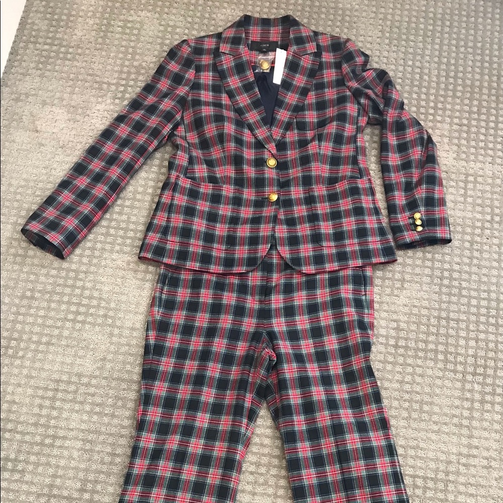 NWT J. Crew Black Stewart tartan plaid suit Sz 10